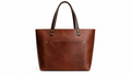 Affordable real-leather tote bag with minor cosmetic imperfections.