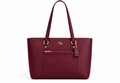 Elegant Burgundy Tote Bag with Gold Monogram Detail