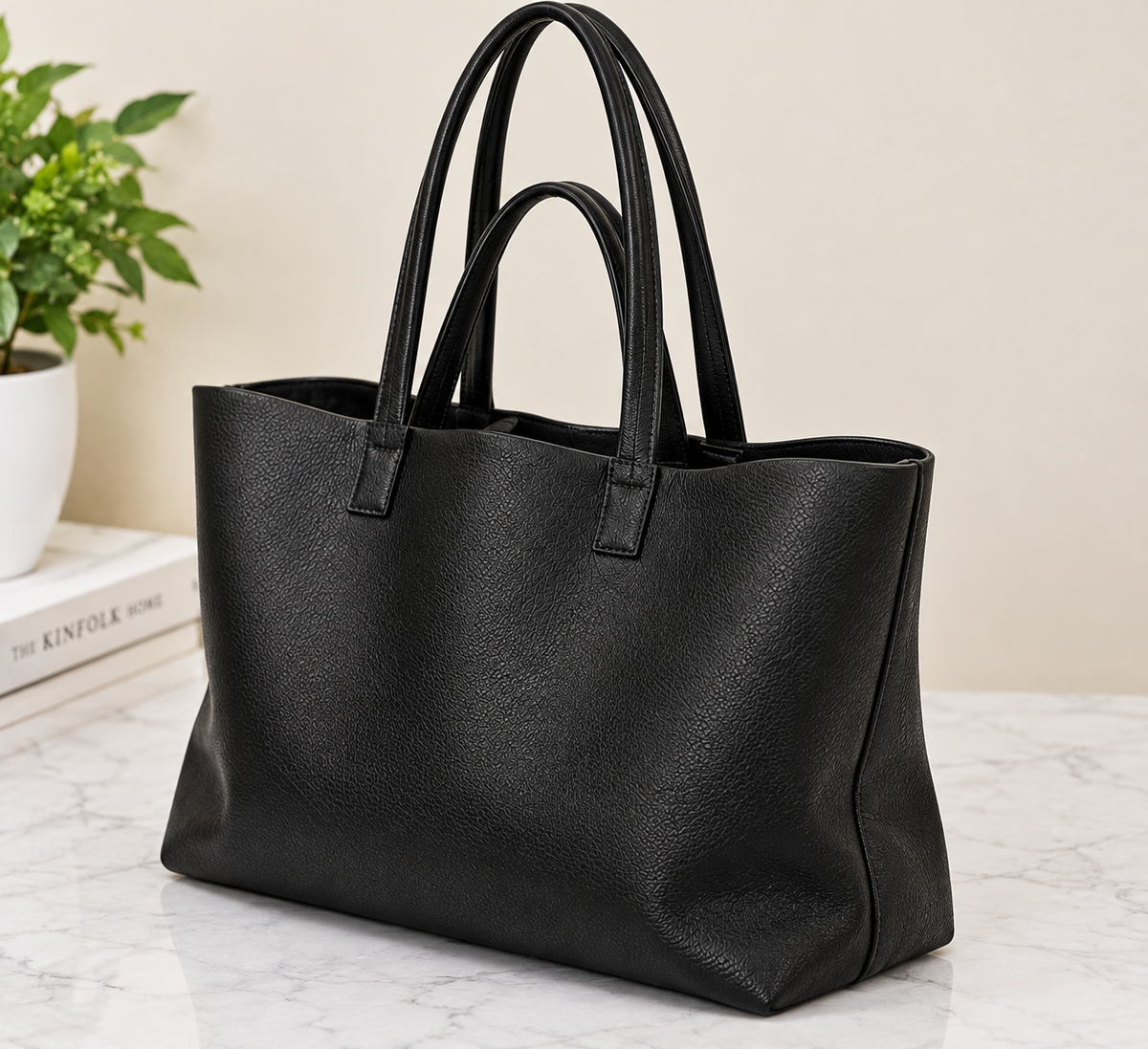 Italian Leather Tote Bag with Spacious Interior and Shoulder Straps