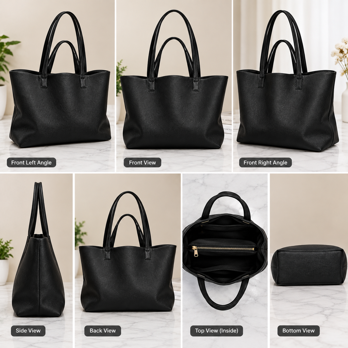 Italian Leather Tote Bag with Spacious Interior and Shoulder Straps